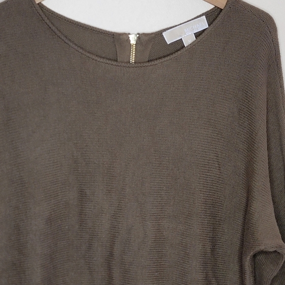 MICHAEL Michael Kors | Brown Tunic Sweater Zip Back Rounded Hem Size Medium - Picture 2 of 6